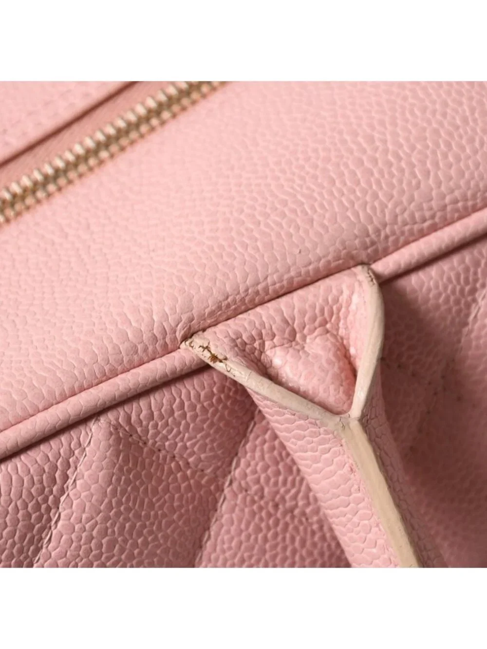 Chanel Jumbo CC Logo Quilted Bowling Bag Caviar Leather Pink Gold